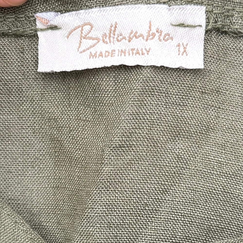 Bellambra Olive Green Linen Dress – Hand-Painted Art Panel – Size XL - Picture 4 of 10